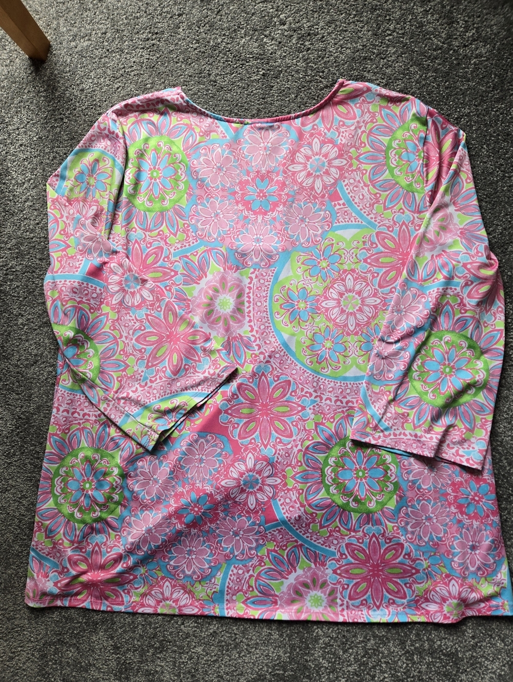 Ruby Road Womans Pink Multi-Color Floral V-Neck Tunic - Picture 4 of 6